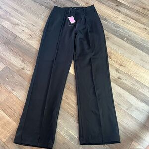 Pretty little thing black wide leg high waist trousers size 12